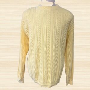 Bill Blass Cotton Cable Knit Sweater Yellow Crewneck Preppy Mens XXL Pullover